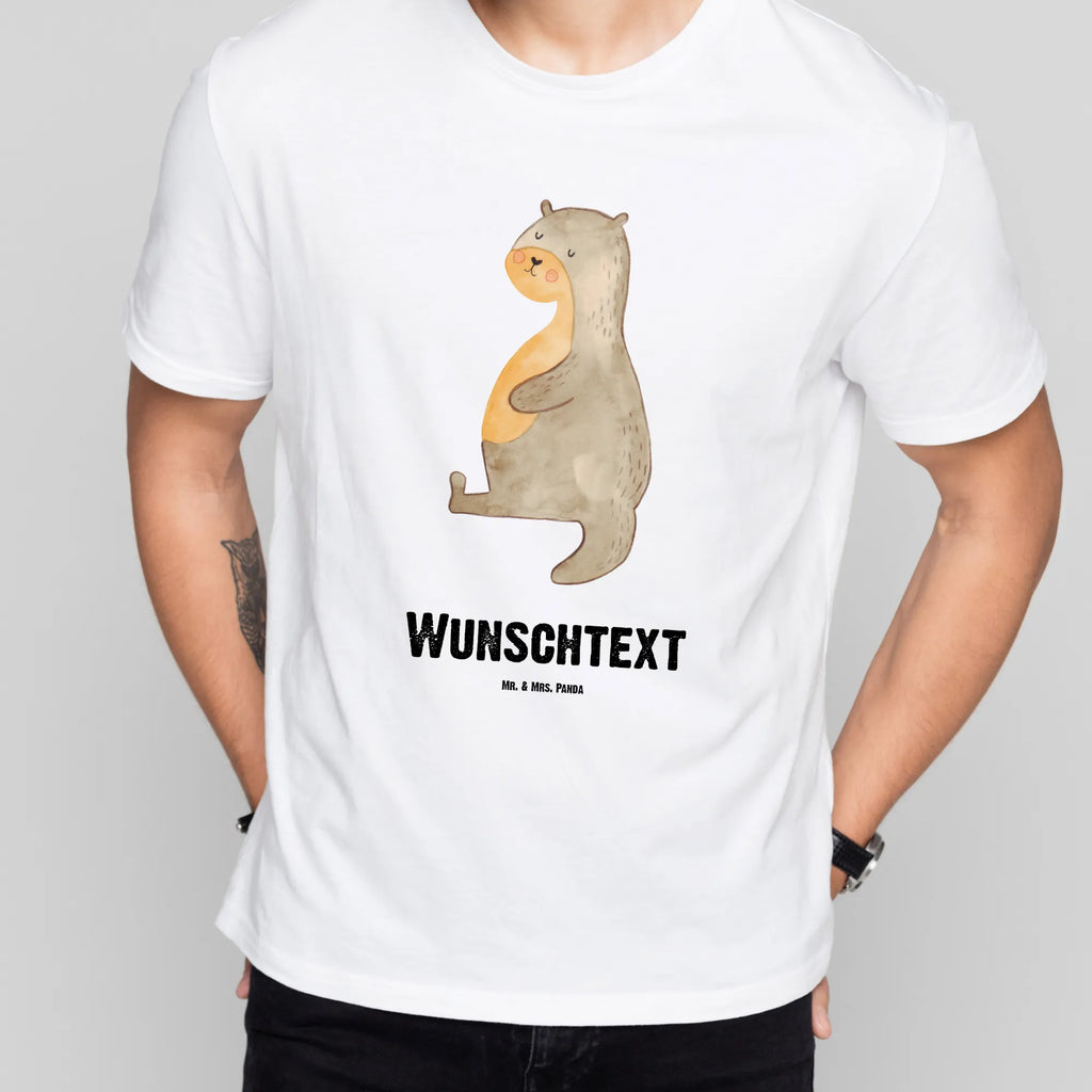 Personalisiertes T-Shirt Otter Bauch T-Shirt Personalisiert, T-Shirt mit Namen, T-Shirt mit Aufruck, Männer, Frauen, Wunschtext, Bedrucken, Otter, Fischotter, Seeotter, Otter Seeotter See Otter