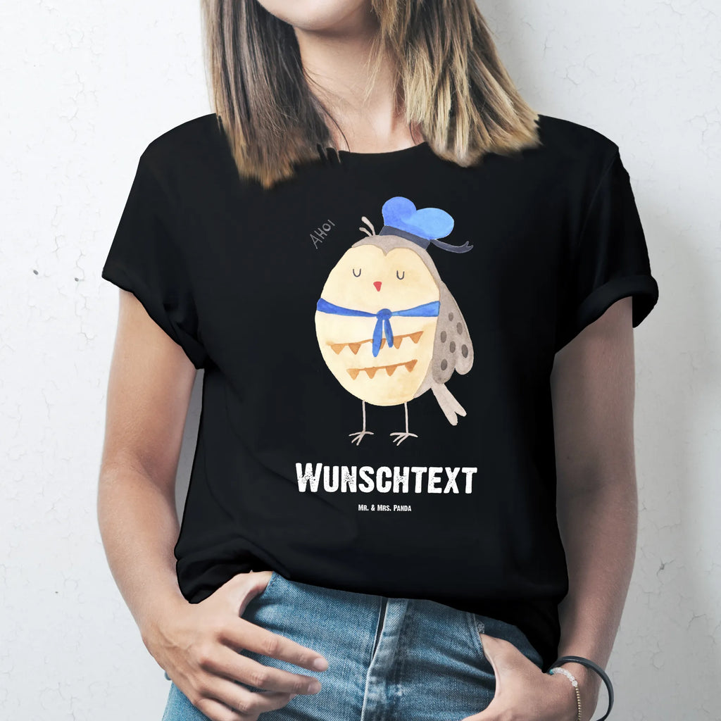 Personalisiertes T-Shirt Eule Matrosen T-Shirt Personalisiert, T-Shirt mit Namen, T-Shirt mit Aufruck, Männer, Frauen, Wunschtext, Bedrucken, Eule, Eule Spruch, Eule Deko, Owl, Wortspiel lustig, Matrose, Freundin, Ehe, Seefahrer, Heimathafen, Hochzeitstag Geschenk