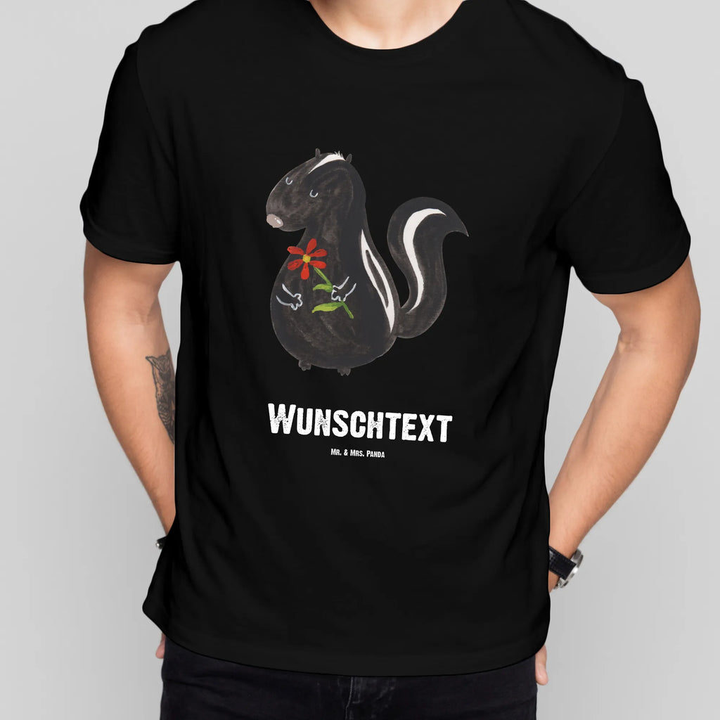 Personalisiertes T-Shirt Stinktier Blume T-Shirt Personalisiert, T-Shirt mit Namen, T-Shirt mit Aufruck, Männer, Frauen, Wunschtext, Bedrucken, Stinktier, Skunk, Wildtier, Raubtier, Stinker, Stinki, Tagträumer, verträumt, Dreams, Träume