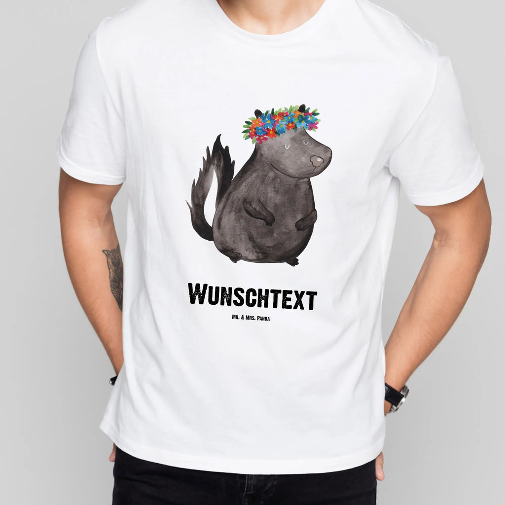 Personalisiertes T-Shirt Stinktier Blumenmaedchen T-Shirt Personalisiert, T-Shirt mit Namen, T-Shirt mit Aufruck, Männer, Frauen, Wunschtext, Bedrucken, Stinktier, Skunk, Wildtier, Raubtier, Stinker, Stinki, Yoga, Namaste