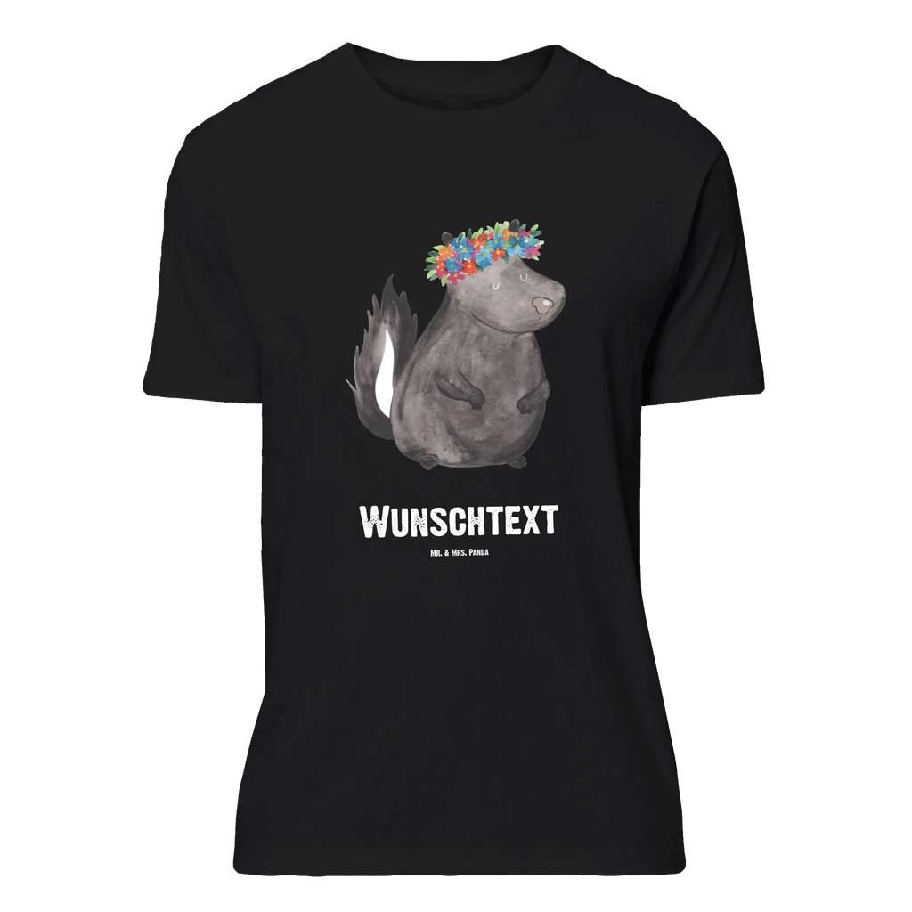 Personalisiertes T-Shirt Stinktier Blumenmaedchen T-Shirt Personalisiert, T-Shirt mit Namen, T-Shirt mit Aufruck, Männer, Frauen, Wunschtext, Bedrucken, Stinktier, Skunk, Wildtier, Raubtier, Stinker, Stinki, Yoga, Namaste