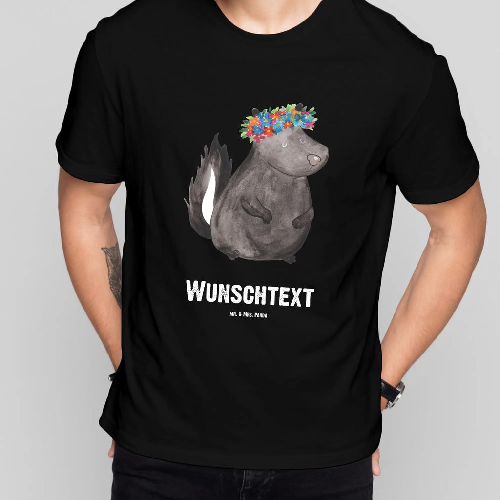 Personalisiertes T-Shirt Stinktier Blumenmaedchen T-Shirt Personalisiert, T-Shirt mit Namen, T-Shirt mit Aufruck, Männer, Frauen, Wunschtext, Bedrucken, Stinktier, Skunk, Wildtier, Raubtier, Stinker, Stinki, Yoga, Namaste