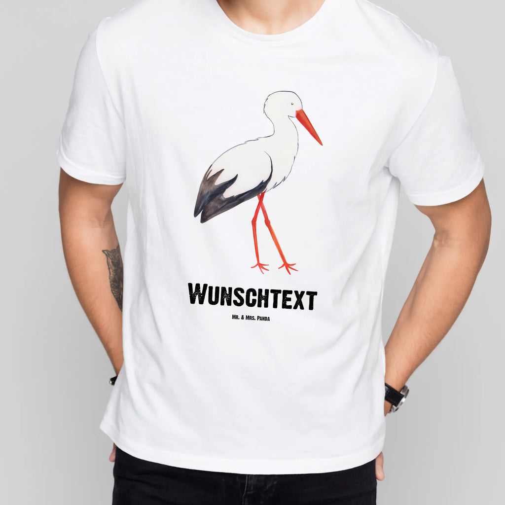 Personalisiertes T-Shirt Storch T-Shirt Personalisiert, T-Shirt mit Namen, T-Shirt mit Aufruck, Männer, Frauen, Wunschtext, Bedrucken, Tiermotive, Gute Laune, lustige Sprüche, Tiere, Storch, Störche, Schwangerschaft, Geburt, Mutter, Mütter, Mutter werden, Schwanger, Babybauch, Baby