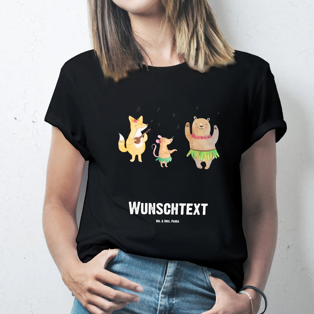 Personalisiertes T-Shirt Waldtiere Aloha T-Shirt Personalisiert, T-Shirt mit Namen, T-Shirt mit Aufruck, Männer, Frauen, Wunschtext, Bedrucken, Tiermotive, Gute Laune, lustige Sprüche, Tiere, Wald, Waldtiere, Musik, Aloha, Bär, Hase, Igel, Tanzen, Leben, Lachen