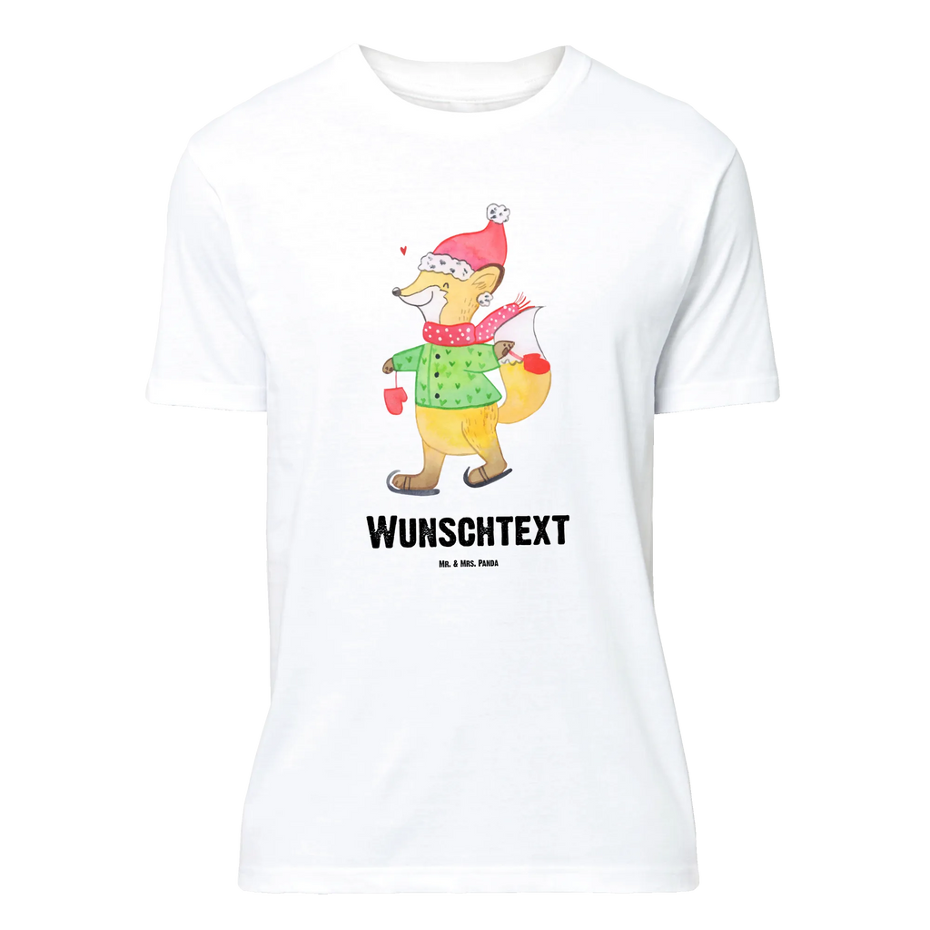 Personalisiertes T-Shirt Fuchs  Schlittschuhe T-Shirt Personalisiert, T-Shirt mit Namen, T-Shirt mit Aufruck, Männer, Frauen, Wunschtext, Bedrucken, Winter, Weihnachten, Weihnachtsdeko, Nikolaus, Advent, Heiligabend, Wintermotiv, Weihnachtsmann, Weihnachtstage, Weihnachtsbaum, Tannenbaum, Weihnachtszeit