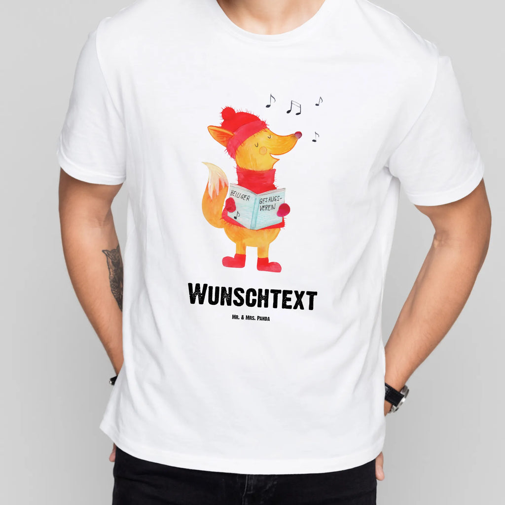 Personalisiertes T-Shirt Fuchs Sänger T-Shirt Personalisiert, T-Shirt mit Namen, T-Shirt mit Aufruck, Männer, Frauen, Wunschtext, Bedrucken, Winter, Weihnachten, Weihnachtsdeko, Nikolaus, Advent, Heiligabend, Wintermotiv, Fuchs, Füchse, Sänger, Geschenk Sänger, Singen, Weihnachtslieder