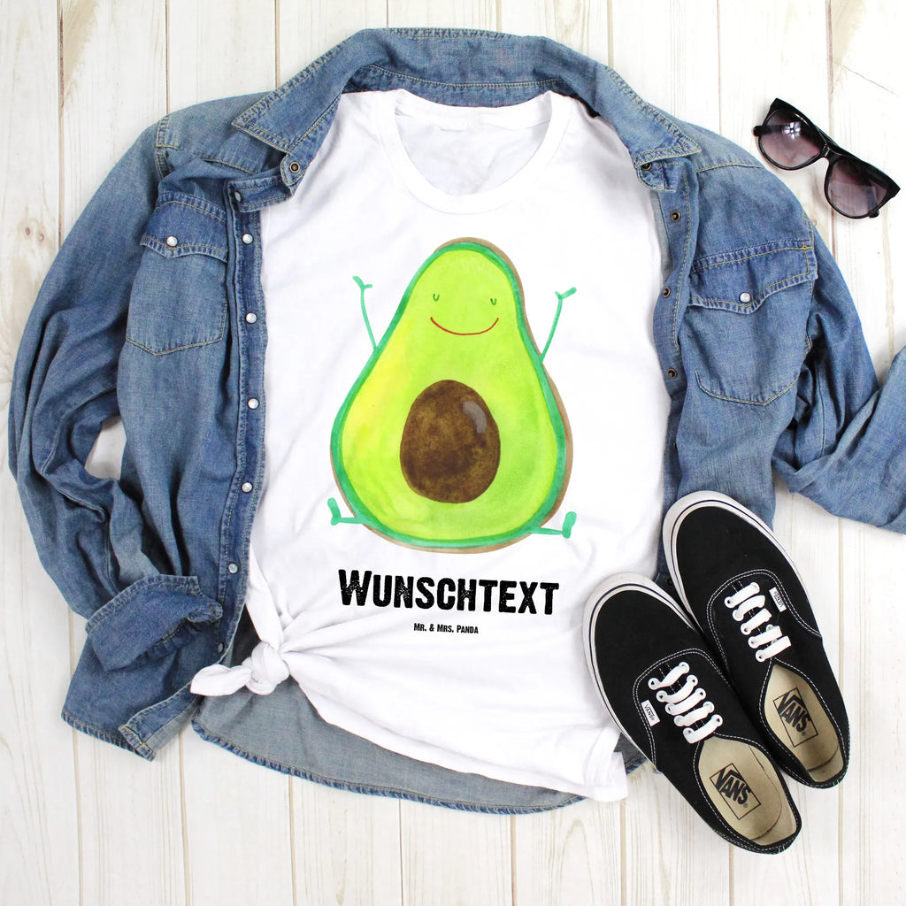 Personalisiertes T-Shirt Avocado Happy T-Shirt Personalisiert, T-Shirt mit Namen, T-Shirt mit Aufruck, Männer, Frauen, Wunschtext, Bedrucken, Avocado, Veggie, Vegan, Gesund, Chaos