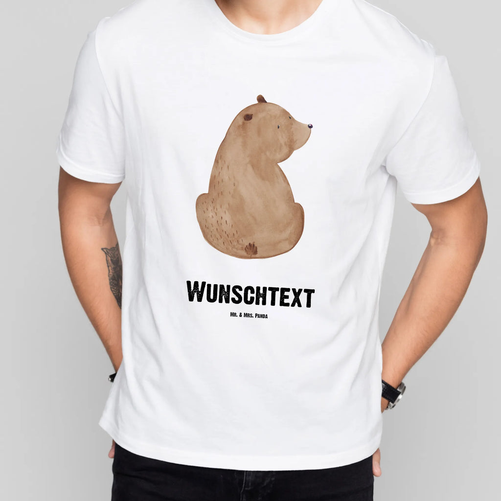 Personalisiertes T-Shirt Bär Schulterblick T-Shirt Personalisiert, T-Shirt mit Namen, T-Shirt mit Aufruck, Männer, Frauen, Wunschtext, Bedrucken, Bär, Teddy, Teddybär, Selbstachtung, Weltansicht, Motivation, Bären, Bärenliebe, Weisheit