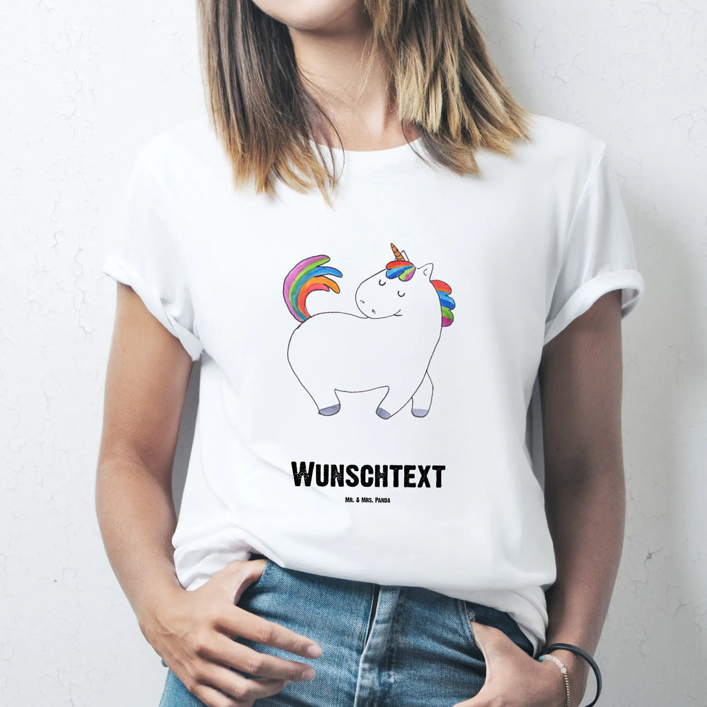 Personalisiertes T-Shirt Einhorn stolzierend T-Shirt Personalisiert, T-Shirt mit Namen, T-Shirt mit Aufruck, Männer, Frauen, Wunschtext, Bedrucken, Einhorn, Einhörner, Einhorn Deko, Pegasus, Unicorn, stolz, anders, bunt, Pferd, Reiter, Reiten, Freundin, Geschenk