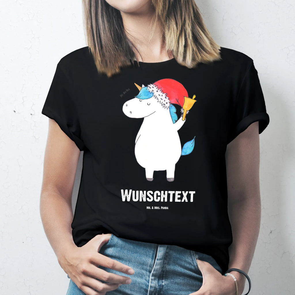 Personalisiertes T-Shirt Einhorn Weihnachtsmann T-Shirt Personalisiert, T-Shirt mit Namen, T-Shirt mit Aufruck, Männer, Frauen, Wunschtext, Bedrucken, Einhorn, Einhörner, Einhorn Deko, Pegasus, Unicorn, Gin, Schokolade, Schoki, Weihnachten, Weihnachtsmann, Nikolaus, Wunschzettel, Wunschliste, Feenstaub