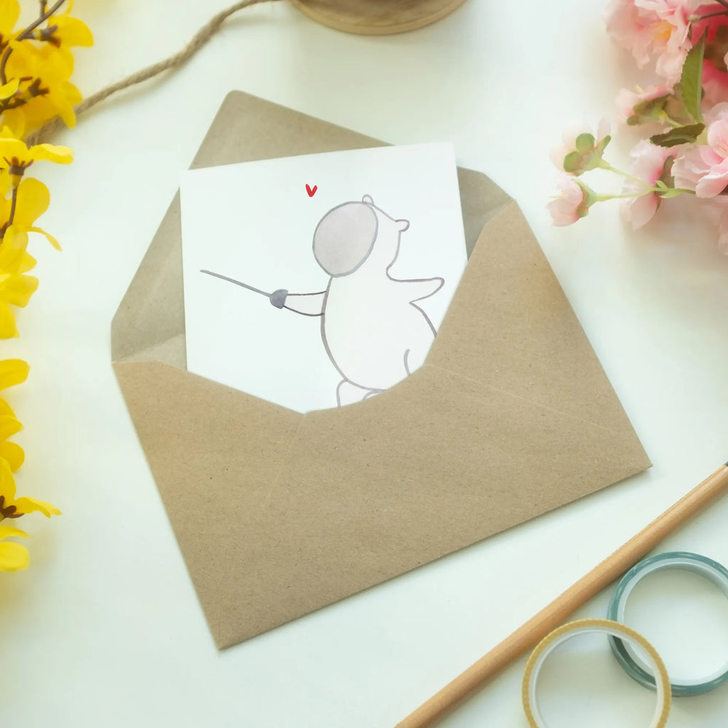 Personalisierte Grußkarte Panda Fechten Personalisierte Grußkarte, Personalisiertere Klappkarte, Personalisierte Einladungskarte, Personalisierte Glückwunschkarte, Personalisierte Hochzeitskarte, Personalisierte Geburtstagskarte, Grußkarte mit Namen, Grußkarte selber drucken, Grußkarte selbst gestalten, Grußkarte mit persönlichen Nachrichten, Grußkarte als Geldgeschenk, Grußkarten personalisiert, Personalisierte Karte, Geschenk, Sport, Sportart, Hobby, Schenken, Danke, Dankeschön, Auszeichnung, Gewinn, Sportler, Fechten, Fechter Bund, Fecht Verein, Fecht Club