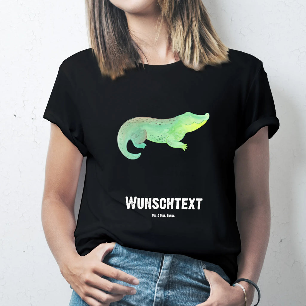 Personalisiertes T-Shirt Krokodil T-Shirt Personalisiert, T-Shirt mit Namen, T-Shirt mit Aufruck, Männer, Frauen, Wunschtext, Bedrucken, Meerestiere, Meer, Urlaub, Krokodil, Krokodile, verrückt sein, spontan sein, Abenteuerlust, Reiselust, Freundin, beste Freundin, Lieblingsmensch