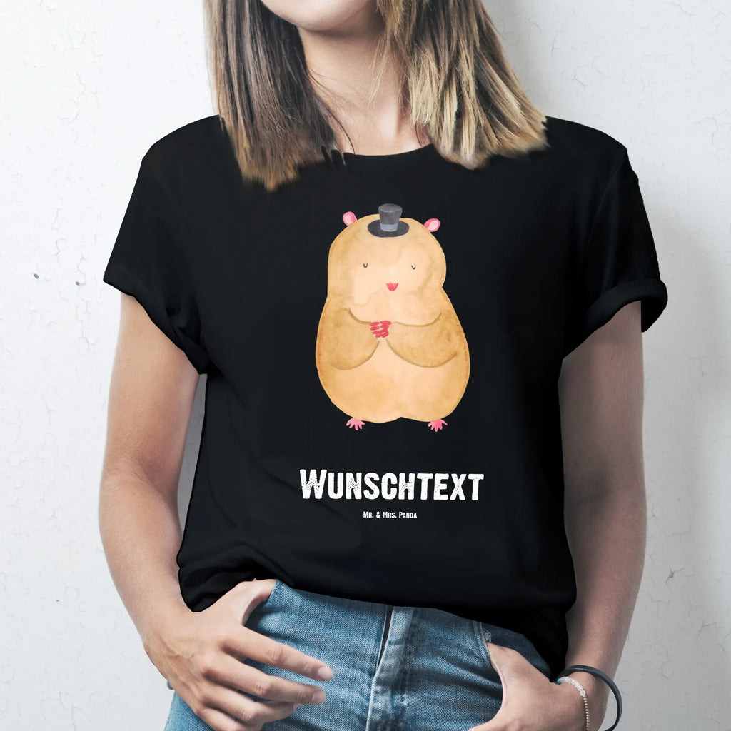 Personalisiertes T-Shirt Hamster mit Hut T-Shirt Personalisiert, T-Shirt mit Namen, T-Shirt mit Aufruck, Männer, Frauen, Wunschtext, Bedrucken, Tiermotive, Gute Laune, lustige Sprüche, Tiere, Hamster, Hut, Magier, Zylinder, Zwerghamster, Zauberer