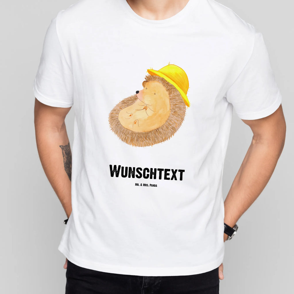 Personalisiertes T-Shirt Igel Beten T-Shirt Personalisiert, T-Shirt mit Namen, T-Shirt mit Aufruck, Männer, Frauen, Wunschtext, Bedrucken, Tiermotive, Gute Laune, lustige Sprüche, Tiere, Igel, Igel mit Hut, Sonnenhut, Gott, Amen, beten, Leben, Dankbarkeit, Dankbar sein, dankbar, genießen