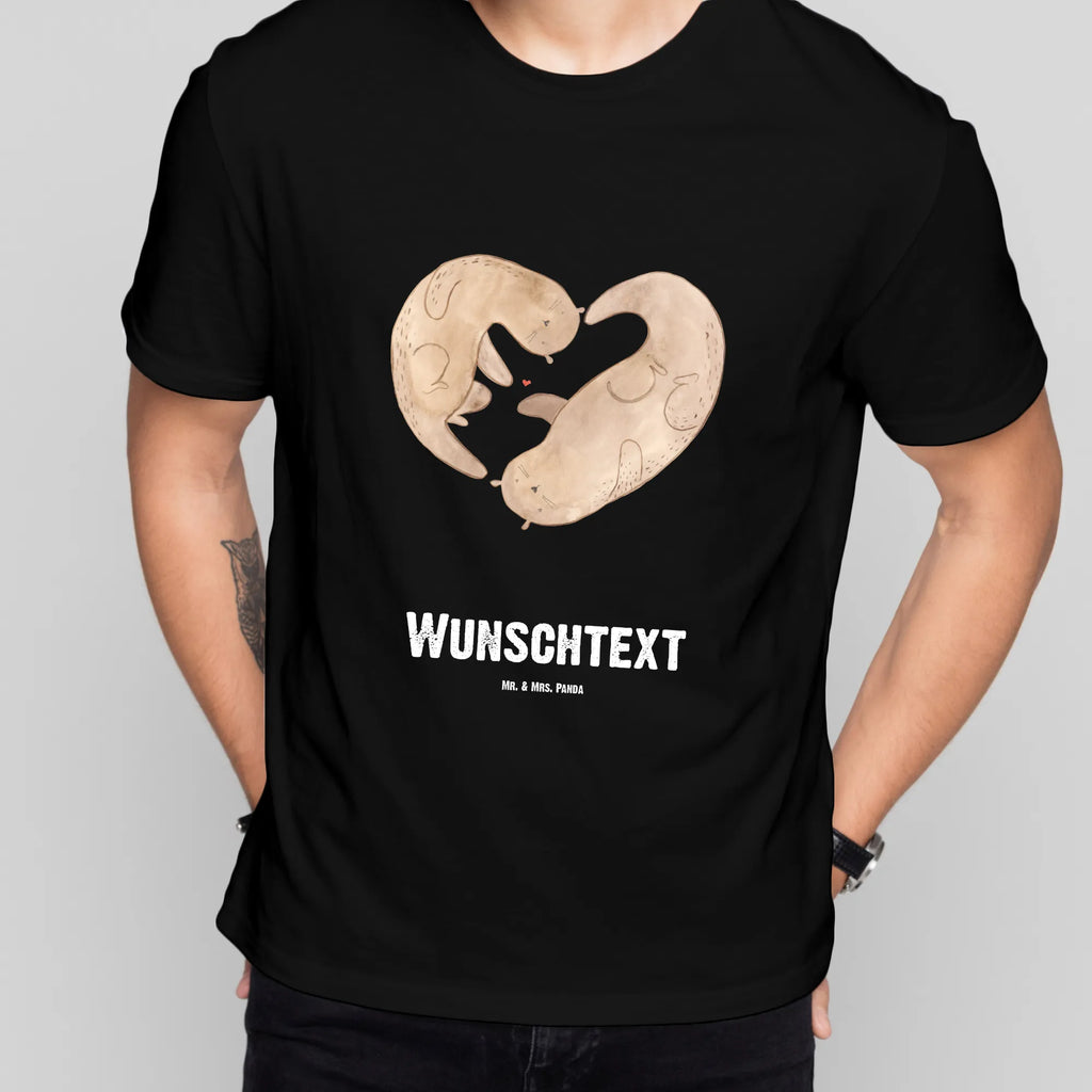 Personalisiertes T-Shirt Otter Herz T-Shirt Personalisiert, T-Shirt mit Namen, T-Shirt mit Aufruck, Männer, Frauen, Wunschtext, Bedrucken, Otter, Fischotter, Seeotter, Liebe, Herz, Liebesbeweis, Liebesgeschenk, Bessere Hälfte, Love you, Jahrestag, Hochzeitstag, Verlobung, gemeinsames Leben