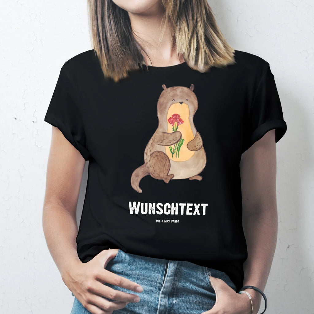 Personalisiertes T-Shirt Otter Blumenstrauß T-Shirt Personalisiert, T-Shirt mit Namen, T-Shirt mit Aufruck, Männer, Frauen, Wunschtext, Bedrucken, Otter, Fischotter, Seeotter, Otter Seeotter See Otter