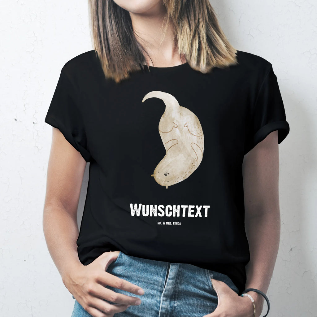 Personalisiertes T-Shirt Otter kopfüber T-Shirt Personalisiert, T-Shirt mit Namen, T-Shirt mit Aufruck, Männer, Frauen, Wunschtext, Bedrucken, Otter, Fischotter, Seeotter, Otter Seeotter See Otter