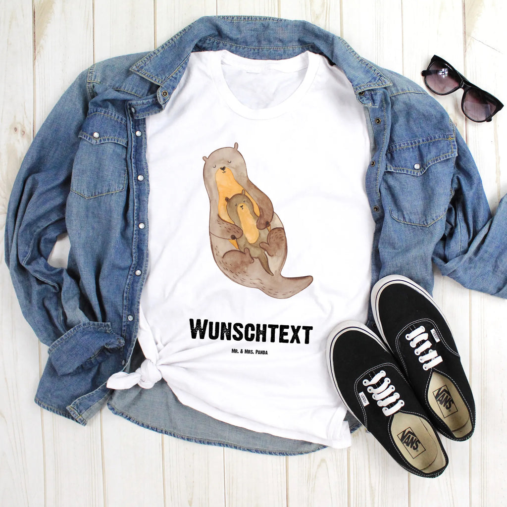 Personalisiertes T-Shirt Otter mit Kind T-Shirt Personalisiert, T-Shirt mit Namen, T-Shirt mit Aufruck, Männer, Frauen, Wunschtext, Bedrucken, Otter, Fischotter, Seeotter, Otter Seeotter See Otter