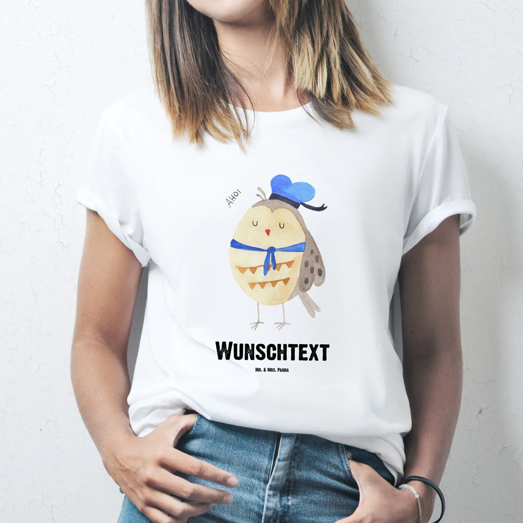 Personalisiertes T-Shirt Eule Matrosen T-Shirt Personalisiert, T-Shirt mit Namen, T-Shirt mit Aufruck, Männer, Frauen, Wunschtext, Bedrucken, Eule, Eule Spruch, Eule Deko, Owl, Wortspiel lustig, Matrose, Freundin, Ehe, Seefahrer, Heimathafen, Hochzeitstag Geschenk