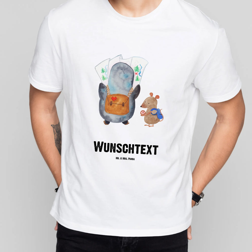 Personalisiertes T-Shirt Pinguin & Maus Wanderer T-Shirt Personalisiert, T-Shirt mit Namen, T-Shirt mit Aufruck, Männer, Frauen, Wunschtext, Bedrucken, Pinguin, Pinguine, Abenteurer, Abenteuer, Roadtrip, Ausflug, Wanderlust, wandern