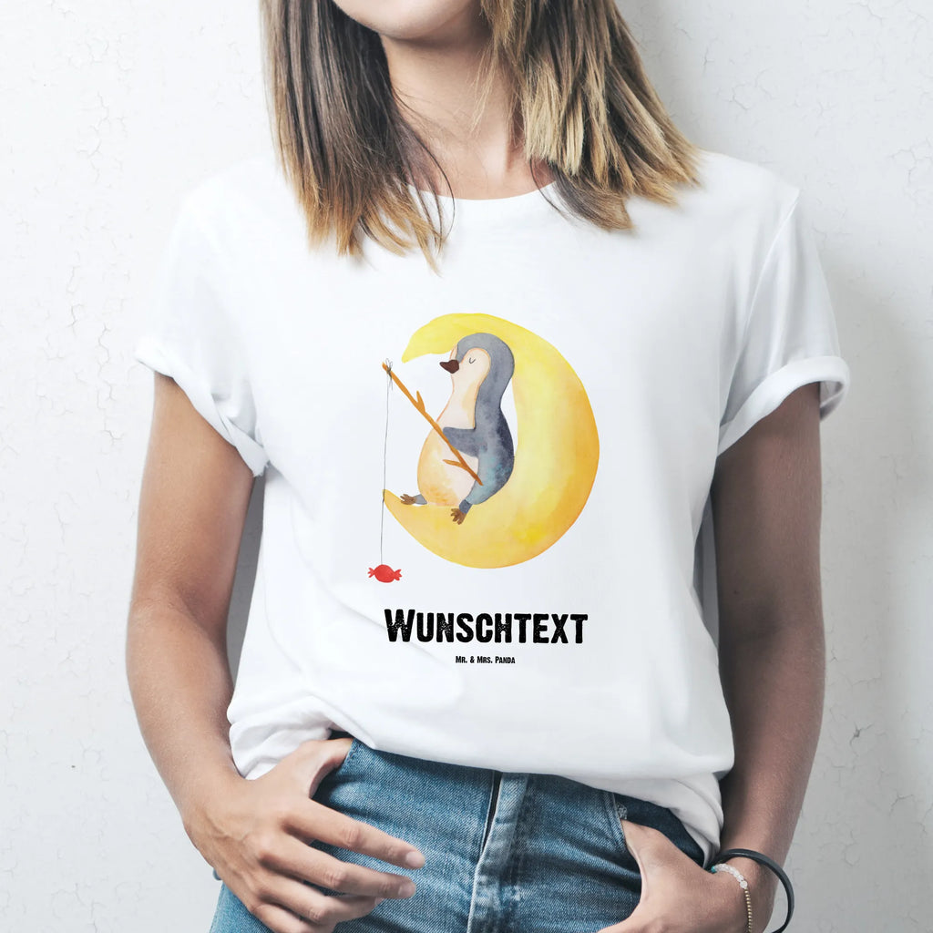 Personalisiertes T-Shirt Pinguin Mond T-Shirt Personalisiert, T-Shirt mit Namen, T-Shirt mit Aufruck, Männer, Frauen, Wunschtext, Bedrucken, Pinguin, Pinguine, Spruch, schlafen, Nachtruhe, Einschlafen, Schlafzimmer, Schlafstörungen, Gästezimmer