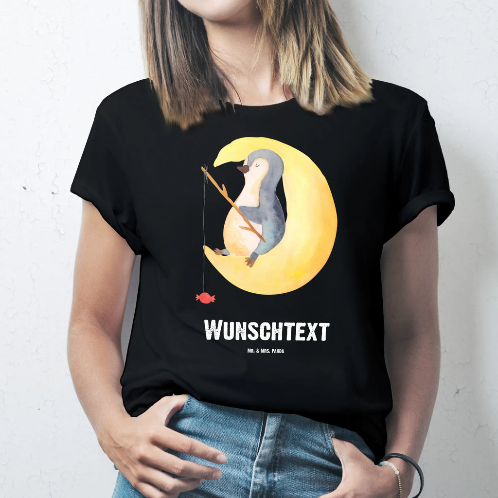 Personalisiertes T-Shirt Pinguin Mond T-Shirt Personalisiert, T-Shirt mit Namen, T-Shirt mit Aufruck, Männer, Frauen, Wunschtext, Bedrucken, Pinguin, Pinguine, Spruch, schlafen, Nachtruhe, Einschlafen, Schlafzimmer, Schlafstörungen, Gästezimmer