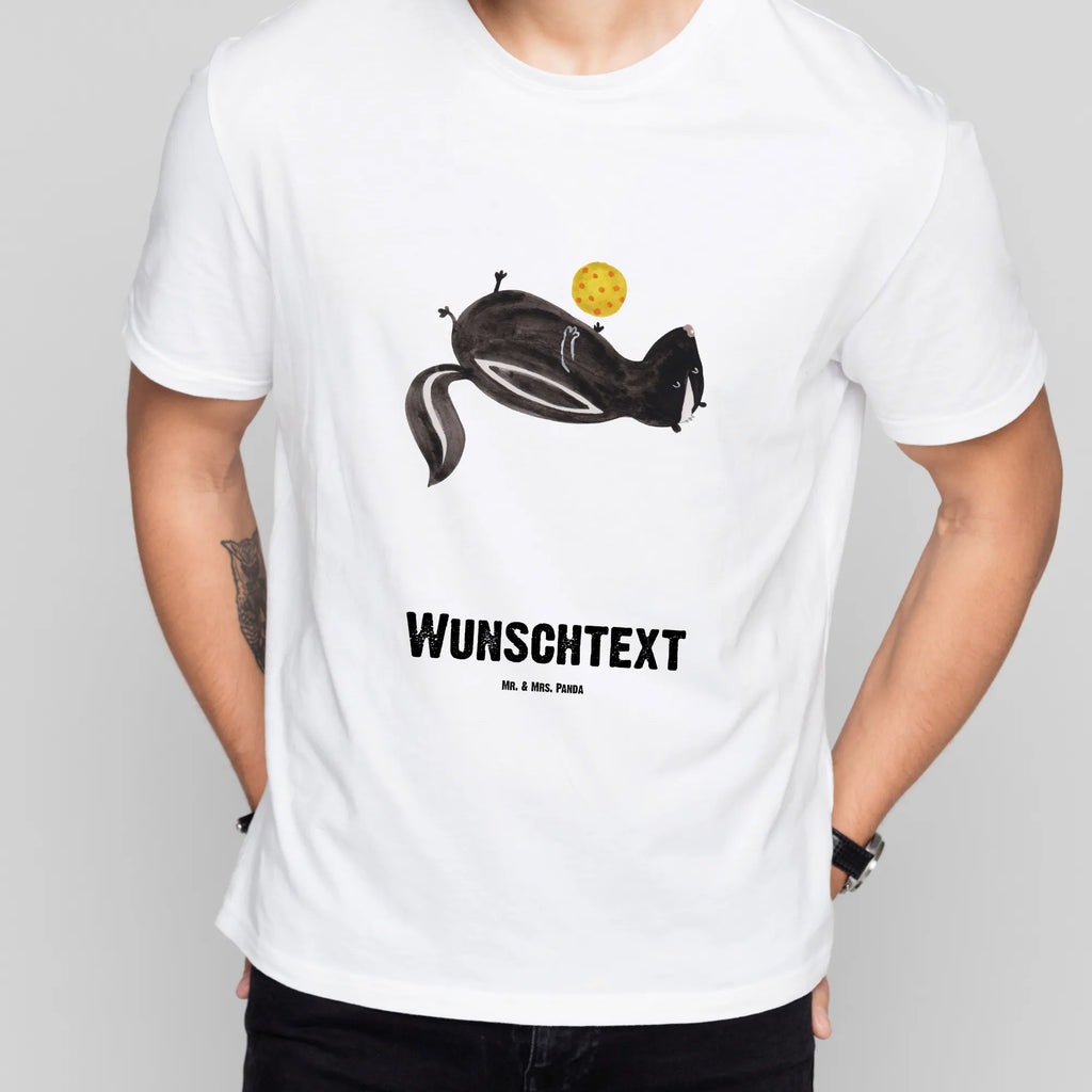 Personalisiertes T-Shirt Stinktier Ball T-Shirt Personalisiert, T-Shirt mit Namen, T-Shirt mit Aufruck, Männer, Frauen, Wunschtext, Bedrucken, Stinktier, Skunk, Wildtier, Raubtier, Stinker, Stinki, verspielt, Weisheit