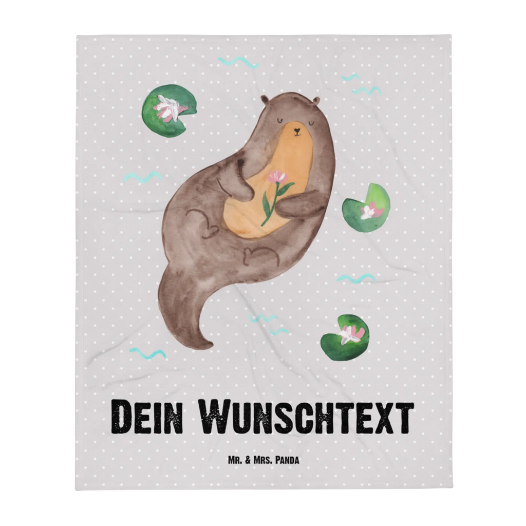 Personalisierte Decke Otter mit Seerose Personalisierte Decke, Decke mit Namen, Kuscheldecke mit Namen, Decke bedrucken, Kuscheldecke bedrucken, Otter, Fischotter, Seeotter, Otter Seeotter See Otter