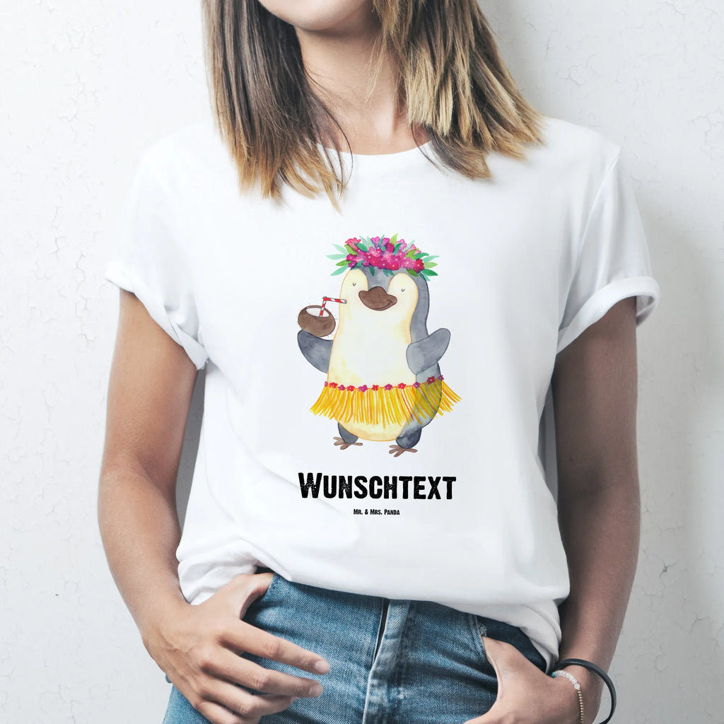 Personalisiertes T-Shirt Pinguin Kokosnuss T-Shirt Personalisiert, T-Shirt mit Namen, T-Shirt mit Aufruck, Männer, Frauen, Wunschtext, Bedrucken, Pinguin, Aloha, Hawaii, Urlaub, Kokosnuss, Pinguine