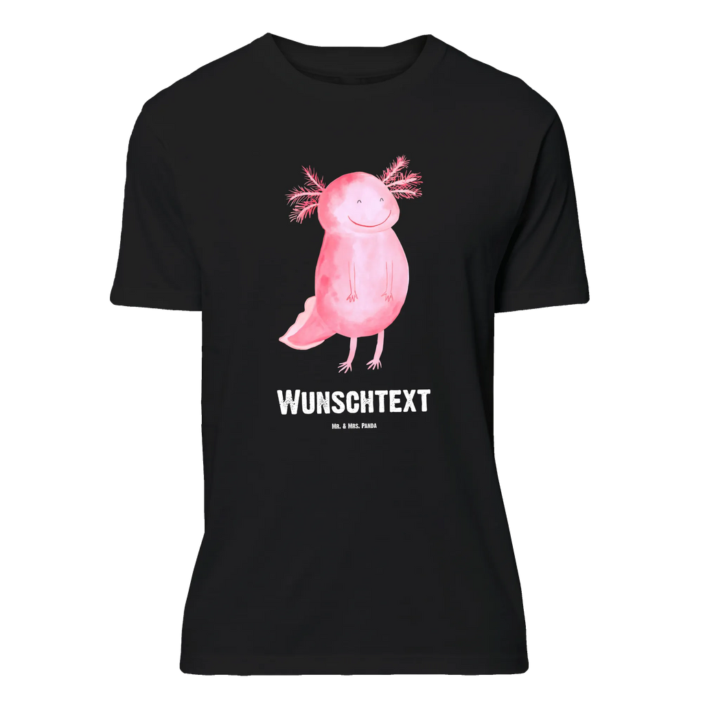 Personalisiertes T-Shirt Axolotl glücklich T-Shirt Personalisiert, T-Shirt mit Namen, T-Shirt mit Aufruck, Männer, Frauen, Wunschtext, Bedrucken, Axolotl, Molch, Axolot, Schwanzlurch, Lurch, Lurche, Motivation, gute Laune