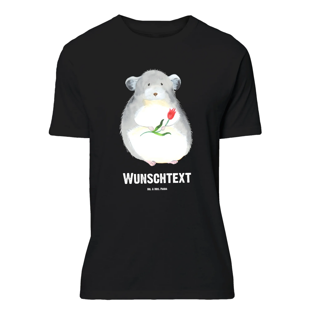 Personalisiertes T-Shirt Chinchilla mit Blume T-Shirt Personalisiert, T-Shirt mit Namen, T-Shirt mit Aufruck, Männer, Frauen, Wunschtext, Bedrucken, Tiermotive, Gute Laune, lustige Sprüche, Tiere, Chinchilla, Chinchillas, Liebeskummer, Kummer, Depressionen, traurig sein, Chaos, Glücklichsein, Büro, Büroalltag