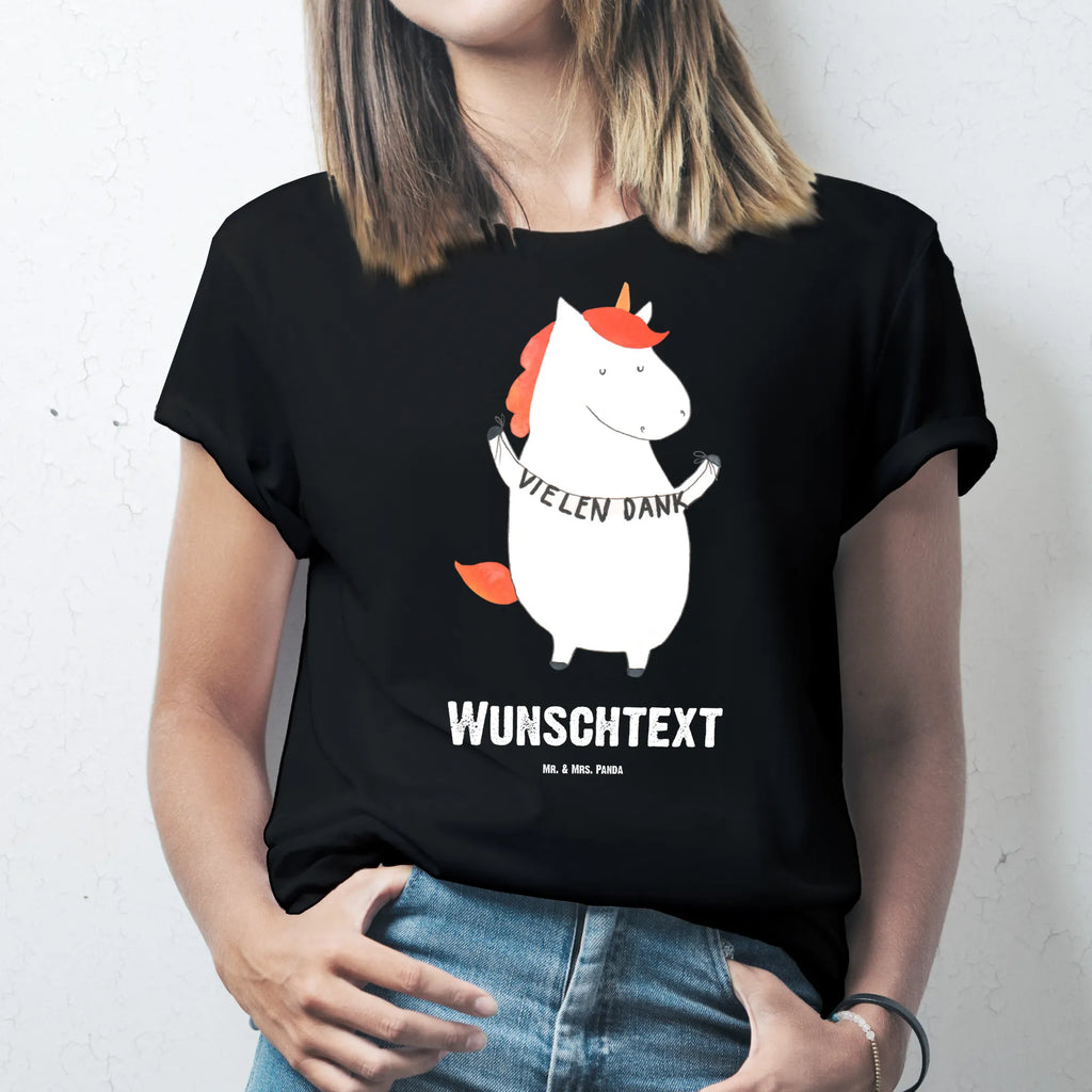 Personalisiertes T-Shirt Einhorn Vielen Dank T-Shirt Personalisiert, T-Shirt mit Namen, T-Shirt mit Aufruck, Männer, Frauen, Wunschtext, Bedrucken, Einhorn, Einhörner, Einhorn Deko, Pegasus, Unicorn, Danke, vielen Dank, Dankeschön, Danksagung