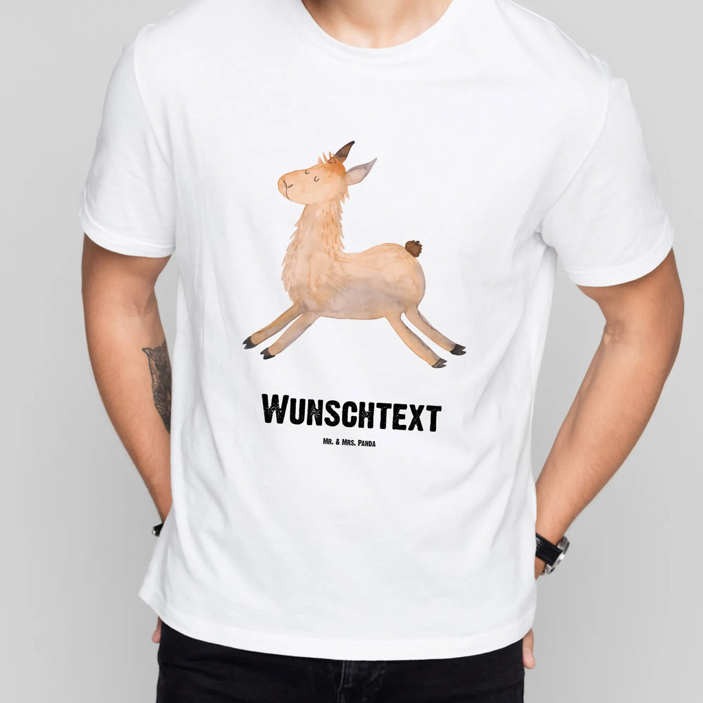 Personalisiertes T-Shirt Lama springend T-Shirt Personalisiert, T-Shirt mit Namen, T-Shirt mit Aufruck, Männer, Frauen, Wunschtext, Bedrucken, Lama, Alpaka, Lamas, Lieblingstag, Happy day, fröhlich, Glück, Freundin, Liebeskummer, Neustart, guten Morgen, Start, Prüfung, Abitur