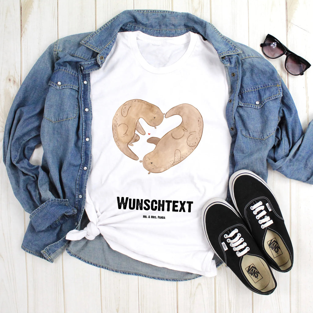 Personalisiertes T-Shirt Otter Herz T-Shirt Personalisiert, T-Shirt mit Namen, T-Shirt mit Aufruck, Männer, Frauen, Wunschtext, Bedrucken, Otter, Fischotter, Seeotter, Liebe, Herz, Liebesbeweis, Liebesgeschenk, Bessere Hälfte, Love you, Jahrestag, Hochzeitstag, Verlobung, gemeinsames Leben