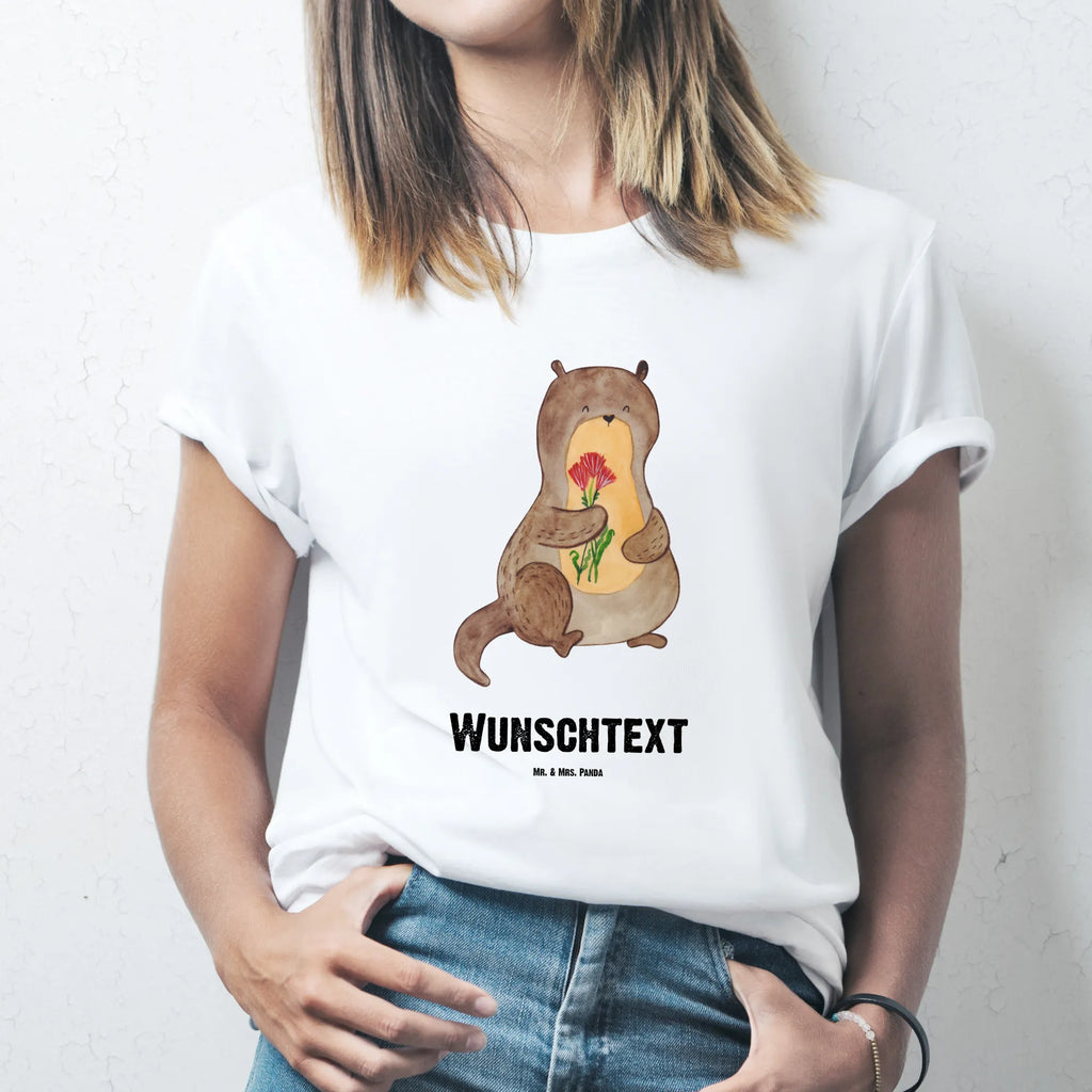 Personalisiertes T-Shirt Otter Blumenstrauß T-Shirt Personalisiert, T-Shirt mit Namen, T-Shirt mit Aufruck, Männer, Frauen, Wunschtext, Bedrucken, Otter, Fischotter, Seeotter, Otter Seeotter See Otter