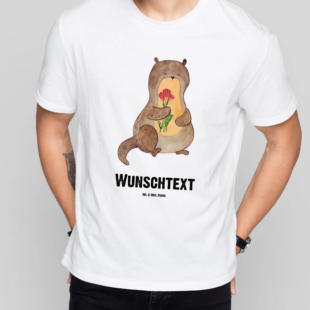 Personalisiertes T-Shirt Otter Blumenstrauß T-Shirt Personalisiert, T-Shirt mit Namen, T-Shirt mit Aufruck, Männer, Frauen, Wunschtext, Bedrucken, Otter, Fischotter, Seeotter, Otter Seeotter See Otter