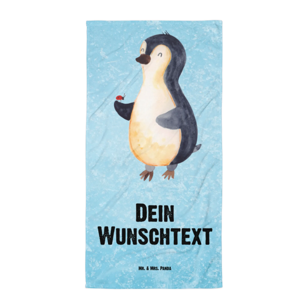 Handtuch mit Namen Pinguin Marienkäfer Personalisiertes Badehandtuch, Handtuch personalisiert, Handtuch mit Namen, Badetuch personalisiert, Handtuch bedrucken, Saunatuch mit Namen, Handtuch Geschenk, Pinguin, Pinguine, Marienkäfer, Liebe, Wunder, Glück, Freude, Lebensfreude