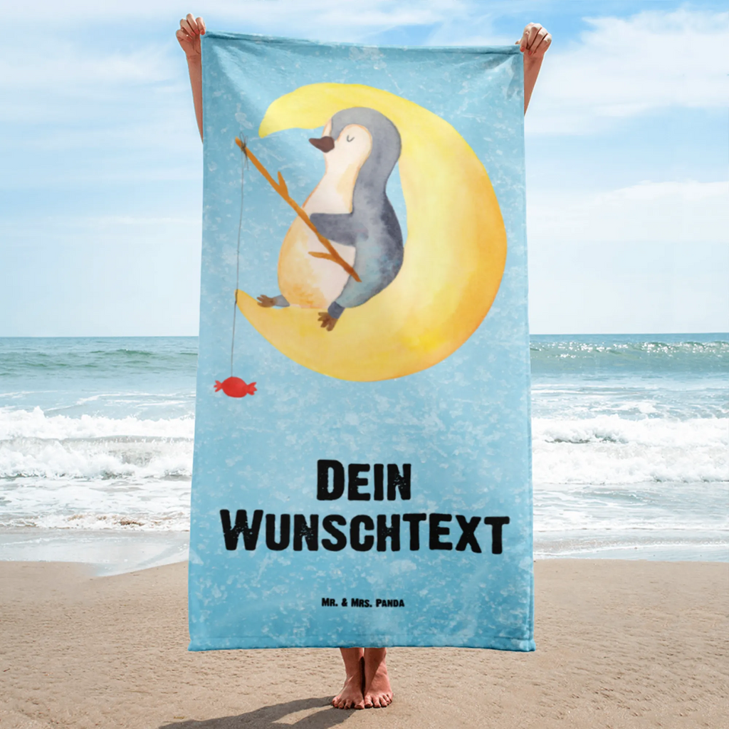 Handtuch mit Namen Pinguin Mond Personalisiertes Badehandtuch, Handtuch personalisiert, Handtuch mit Namen, Badetuch personalisiert, Handtuch bedrucken, Saunatuch mit Namen, Handtuch Geschenk, Pinguin, Pinguine, Spruch, schlafen, Nachtruhe, Einschlafen, Schlafzimmer, Schlafstörungen, Gästezimmer