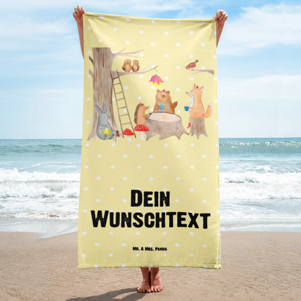 Handtuch mit Namen Waldtiere Picknick Personalisiertes Badehandtuch, Handtuch personalisiert, Handtuch mit Namen, Badetuch personalisiert, Handtuch bedrucken, Saunatuch mit Namen, Handtuch Geschenk, Tiermotive, Gute Laune, lustige Sprüche, Tiere, Waldtiere, Picknick, Wald, Fuchs, Hase, Igel, Maus, Eichhörnchen