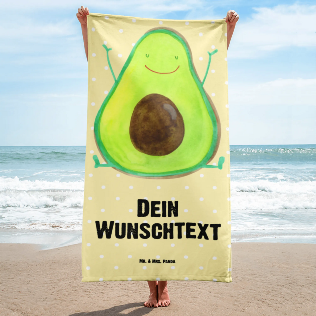 Handtuch mit Namen Avocado Happy Personalisiertes Badehandtuch, Handtuch personalisiert, Handtuch mit Namen, Badetuch personalisiert, Handtuch bedrucken, Saunatuch mit Namen, Handtuch Geschenk, Avocado, Veggie, Vegan, Gesund, Chaos