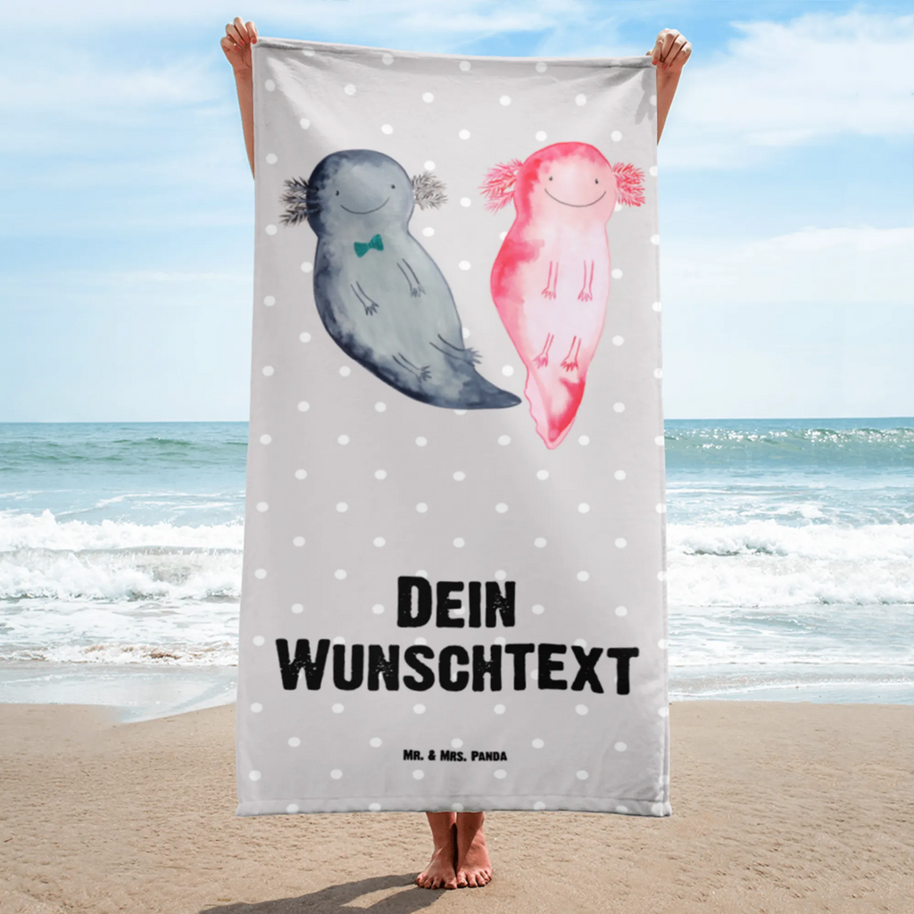 Handtuch mit Namen Axolotl Axel+Lotte Personalisiertes Badehandtuch, Handtuch personalisiert, Handtuch mit Namen, Badetuch personalisiert, Handtuch bedrucken, Saunatuch mit Namen, Handtuch Geschenk, Axolotl, Molch, Axolot, Schwanzlurch, Lurch, Lurche, Liebe, große Liebe, Liebesbeweis, Freund, Verlobter, Ehemann, Jahrestag, Valentinstag