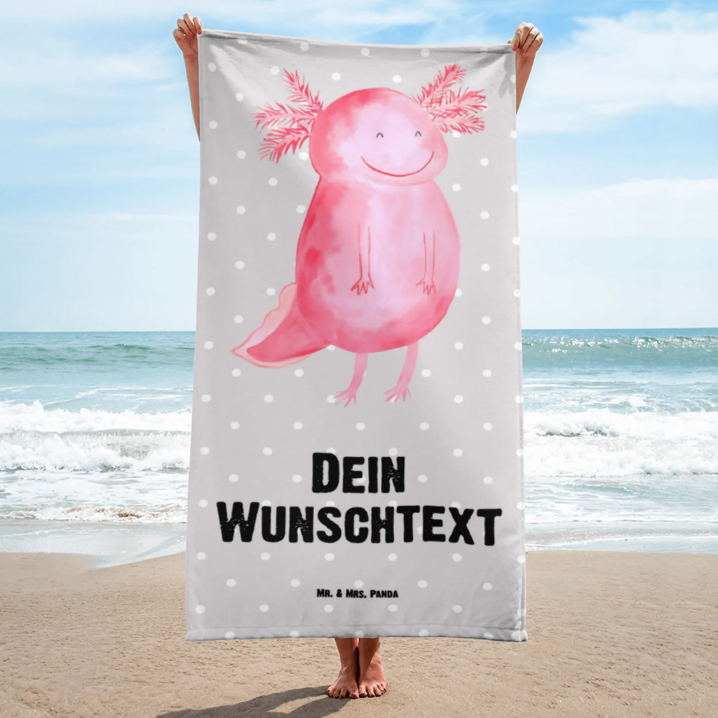 Handtuch mit Namen Axolotl glücklich Personalisiertes Badehandtuch, Handtuch personalisiert, Handtuch mit Namen, Badetuch personalisiert, Handtuch bedrucken, Saunatuch mit Namen, Handtuch Geschenk, Axolotl, Molch, Axolot, Schwanzlurch, Lurch, Lurche, Motivation, gute Laune