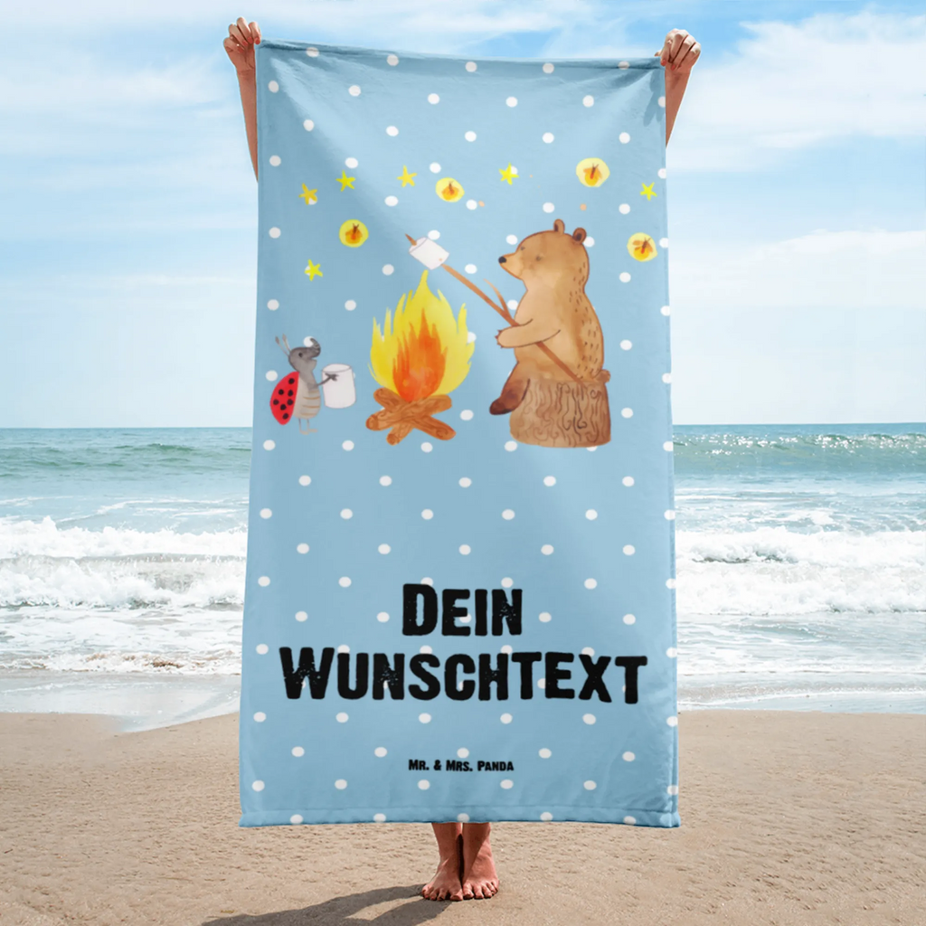 Handtuch mit Namen Bär & Marienkäfer Lagerfeuer Personalisiertes Badehandtuch, Handtuch personalisiert, Handtuch mit Namen, Badetuch personalisiert, Handtuch bedrucken, Saunatuch mit Namen, Handtuch Geschenk, Bär, Teddy, Teddybär, Lagerfeuer