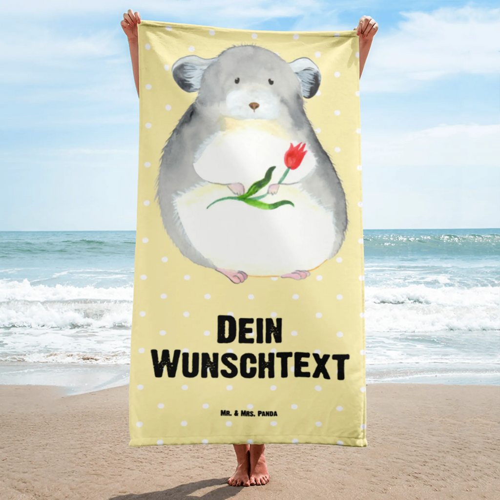 Handtuch mit Namen Chinchilla mit Blume Personalisiertes Badehandtuch, Handtuch personalisiert, Handtuch mit Namen, Badetuch personalisiert, Handtuch bedrucken, Saunatuch mit Namen, Handtuch Geschenk, Tiermotive, Gute Laune, lustige Sprüche, Tiere, Chinchilla, Chinchillas, Liebeskummer, Kummer, Depressionen, traurig sein, Chaos, Glücklichsein, Büro, Büroalltag