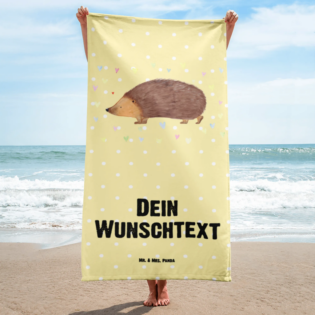 Handtuch mit Namen Igel Herzen Personalisiertes Badehandtuch, Handtuch personalisiert, Handtuch mit Namen, Badetuch personalisiert, Handtuch bedrucken, Saunatuch mit Namen, Handtuch Geschenk, Tiermotive, Gute Laune, lustige Sprüche, Tiere, Liebe, Herz, Herzen, Igel, Vertrauen, Kuss, Leben