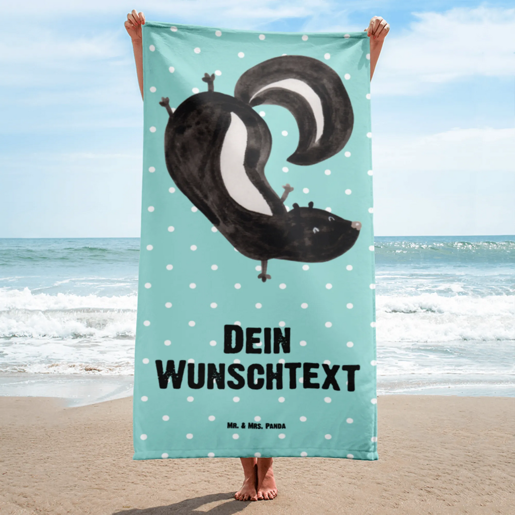 Handtuch mit Namen Stinktier Handstand Personalisiertes Badehandtuch, Handtuch personalisiert, Handtuch mit Namen, Badetuch personalisiert, Handtuch bedrucken, Saunatuch mit Namen, Handtuch Geschenk, Stinktier, Skunk, Wildtier, Raubtier, Stinker, Stinki, Spielplatz, verpielt, Kind