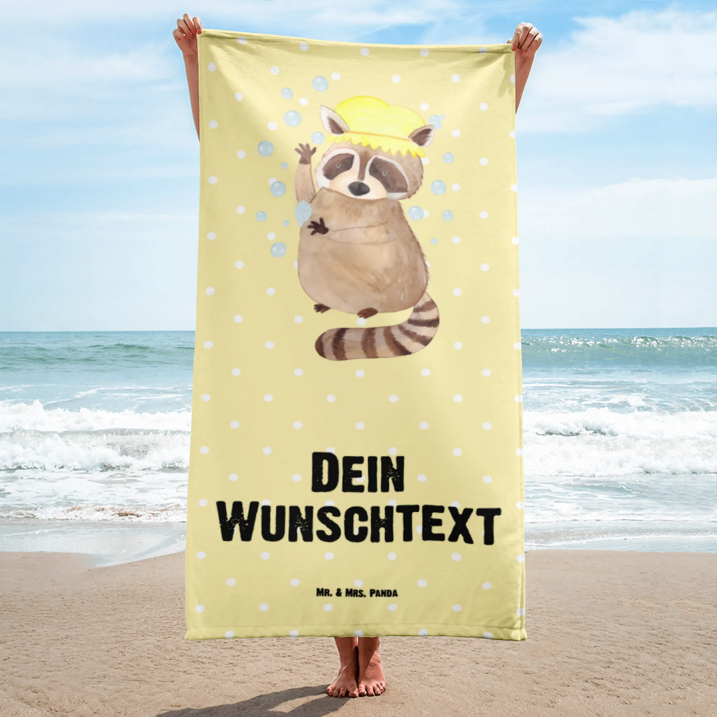 Handtuch mit Namen Waschbär Personalisiertes Badehandtuch, Handtuch personalisiert, Handtuch mit Namen, Badetuch personalisiert, Handtuch bedrucken, Saunatuch mit Namen, Handtuch Geschenk, Tiermotive, Gute Laune, lustige Sprüche, Tiere, Waschbär, Tagträumen, Plan, Fröhlich, waschen, Seifenblasen