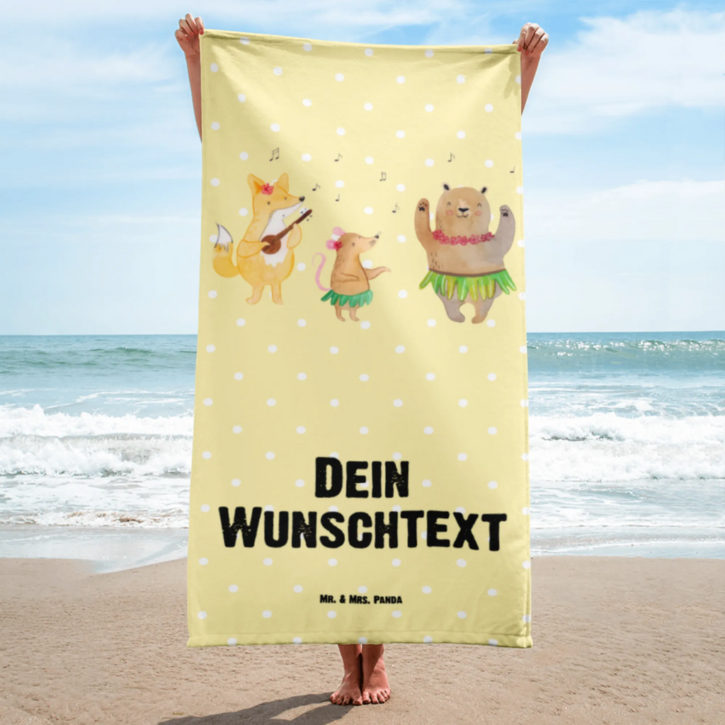 Handtuch mit Namen Waldtiere Aloha Personalisiertes Badehandtuch, Handtuch personalisiert, Handtuch mit Namen, Badetuch personalisiert, Handtuch bedrucken, Saunatuch mit Namen, Handtuch Geschenk, Tiermotive, Gute Laune, lustige Sprüche, Tiere, Wald, Waldtiere, Musik, Aloha, Bär, Hase, Igel, Tanzen, Leben, Lachen