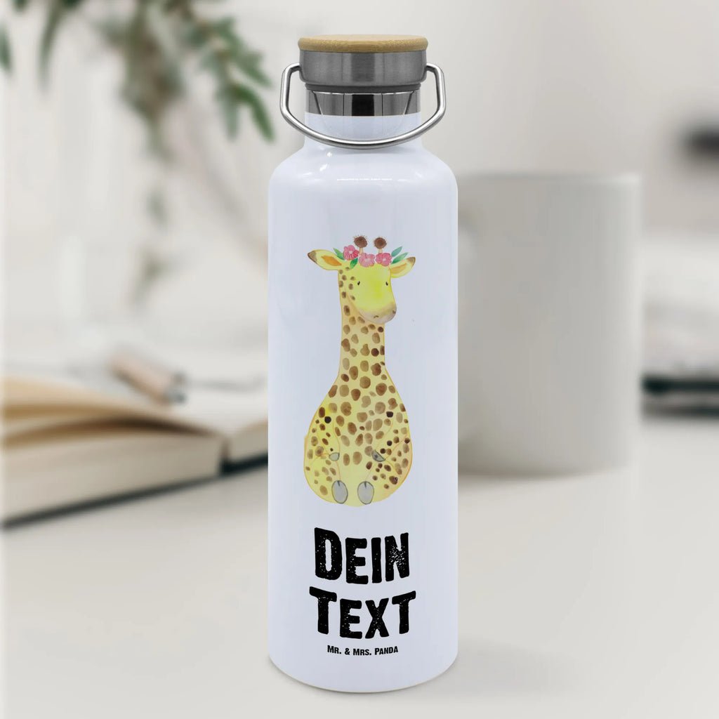 Personalisierte Trinkflasche Giraffe Blumenkranz Personalisierte Trinkflasche, Trinkflasche mit Namen, Trinkflasche bedrucken, Flasche personalisiert, Trinkflasch mit Aufdruck, Trinkflasche Werbegeschenk, Namensaufdruck Trinkflasche, Sportflasche personalisiert, Trinkflasche Sport, Afrika, Wildtiere, Giraffe, Blumenkranz, Abenteurer, Selbstliebe, Freundin