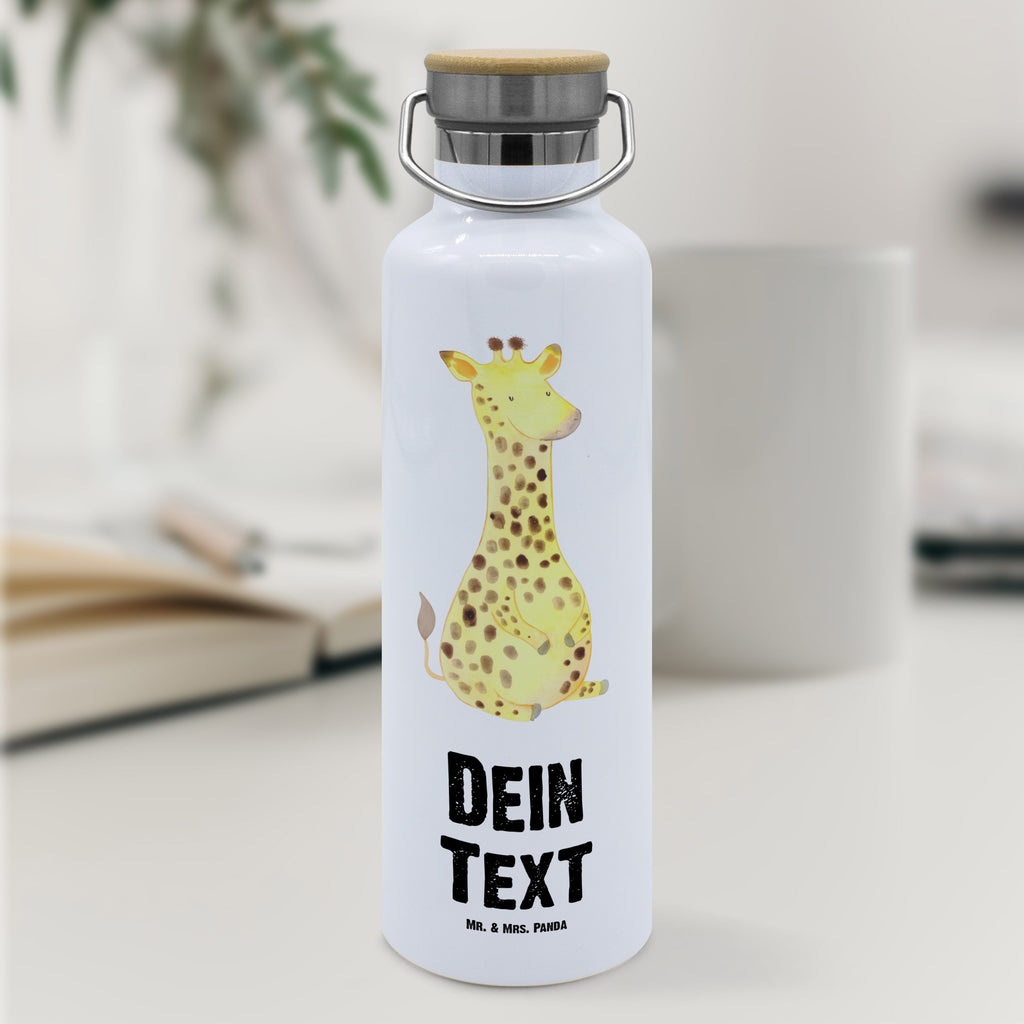 Personalisierte Trinkflasche Giraffe Zufrieden Personalisierte Trinkflasche, Trinkflasche mit Namen, Trinkflasche bedrucken, Flasche personalisiert, Trinkflasch mit Aufdruck, Trinkflasche Werbegeschenk, Namensaufdruck Trinkflasche, Sportflasche personalisiert, Trinkflasche Sport, Afrika, Wildtiere, Giraffe, Zufrieden, Glück, Abenteuer